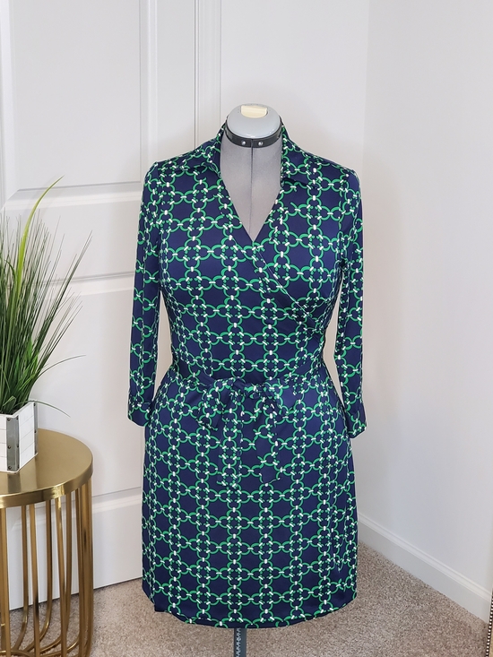 JB by Julie Brown Dresses & Skirts - JB by Julie Brown Navy & Green Chain-Link Wrap Dress
